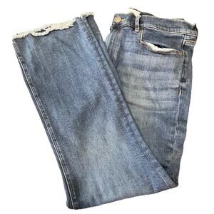 LOFT Women’s Jeans High Rise Flare Crop Frayed Hem Size 12 70’s Flare Leg